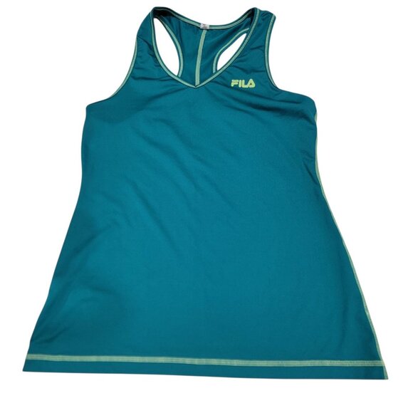Fila Racerback Tank Top Dark Turquoise Teal Athletic Workout Shirt Casual Sz L - Picture 1 of 7